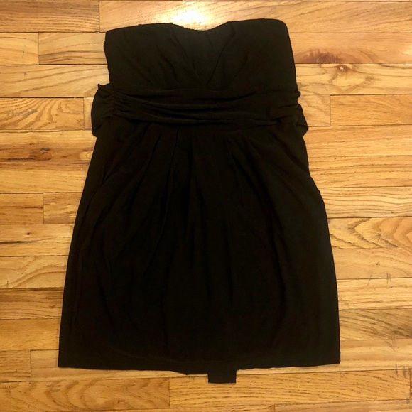 Black strapless sweetheart dress with pockets and tie around waist, Large - Picture 5 of 6